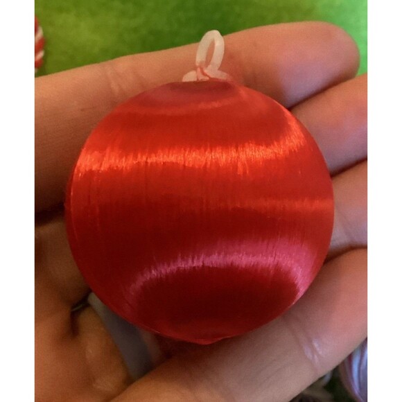 Satin Spun Red & Red Striped Unbreakable 1.5" Christmas Ball Ornaments & Deer - Picture 8 of 10